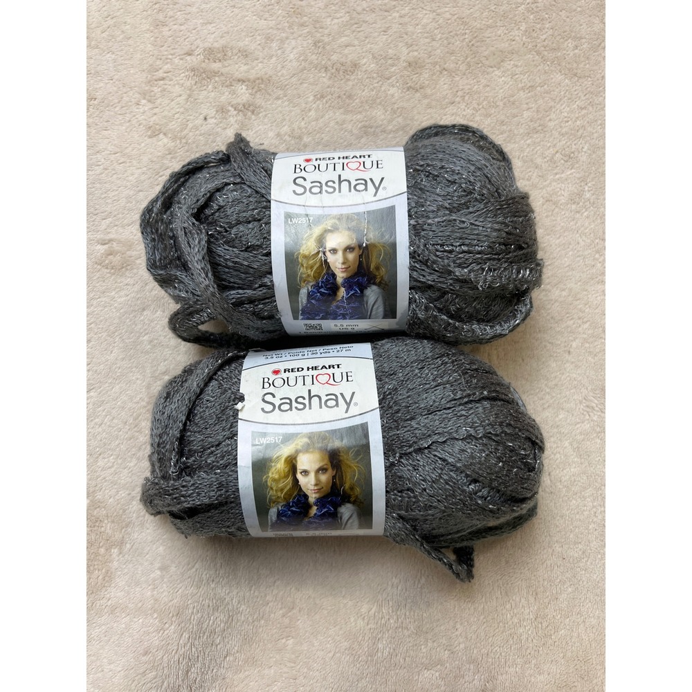 Red Heart Boutique Sashay Yarn Grey 1409 Metallic 2 Skeins 3.5oz Super Bulky